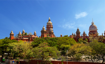 Vue des coupoles de Chennai en Inde au-dessus de la forêt